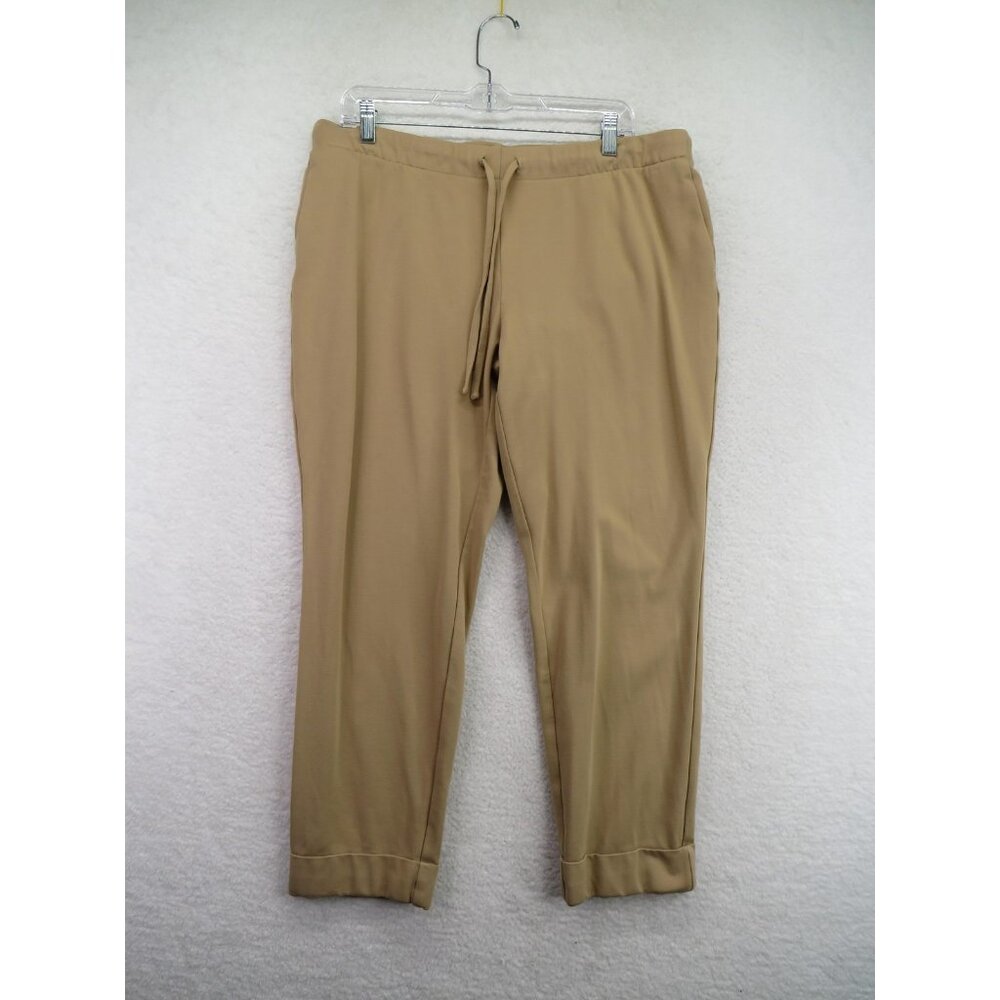 J Jill Pants Womens Large Tan Pull-On Drawstring Stretch‎ Ankle Cropped Tapered